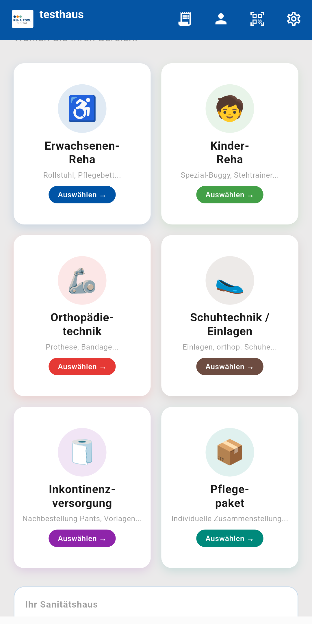 Reha Tool Light – Übersicht aller Fachbereiche